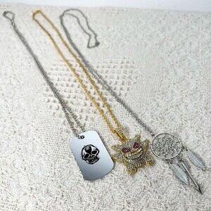 New Necklace Bundle Punk Hip Hop Boho Skull Dog Tags Gengar Dream Catcher